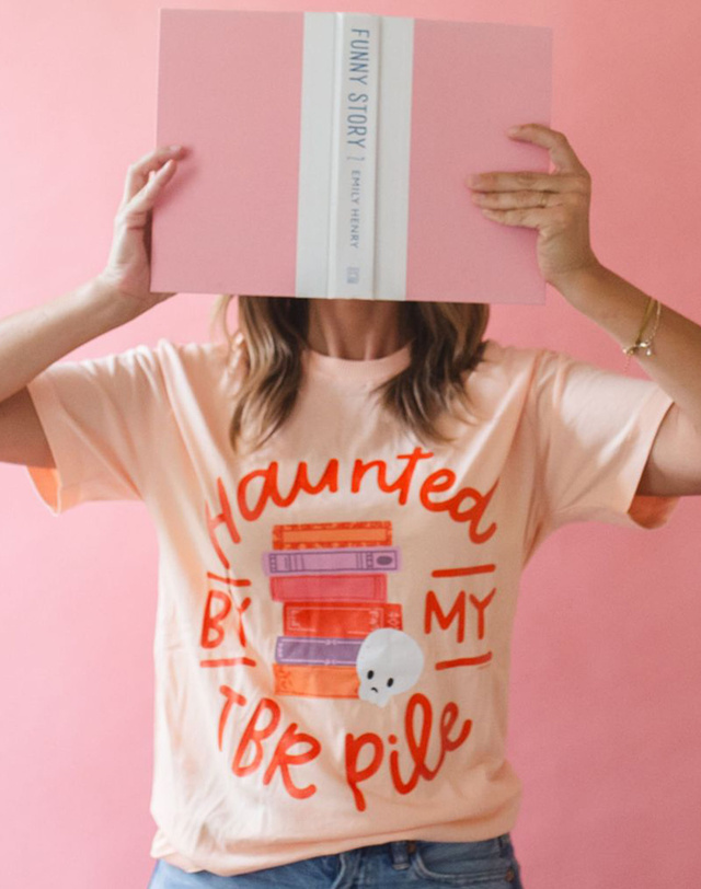 Haunted By My TBR Pile - Pippi Tee - Peachy Pink, 1 of 3