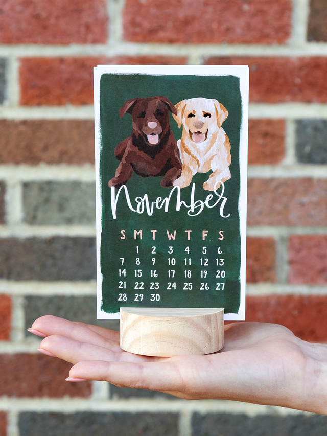 Furry Friends Dogs 2027 Mini Desk Calendar + Wooden Block, 6 of 7