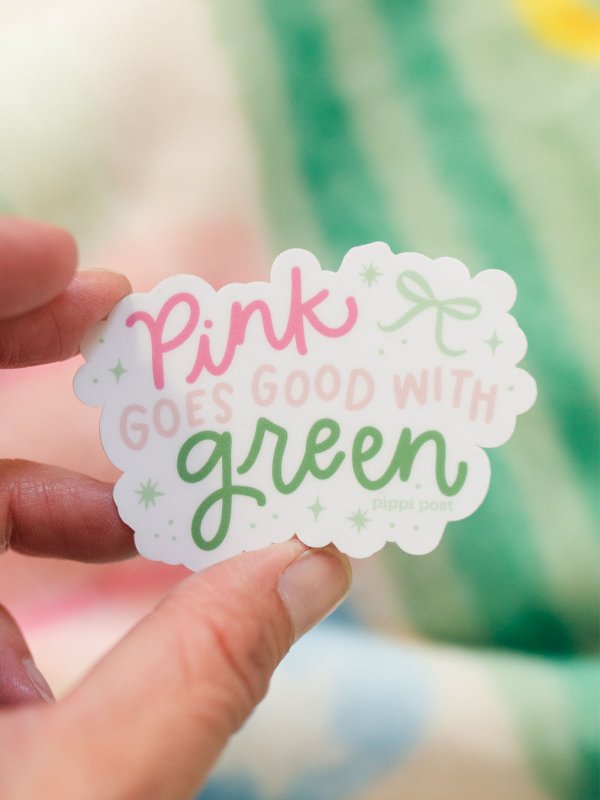 Pink Goes Good With Green Decal Sticker, 1 of 3