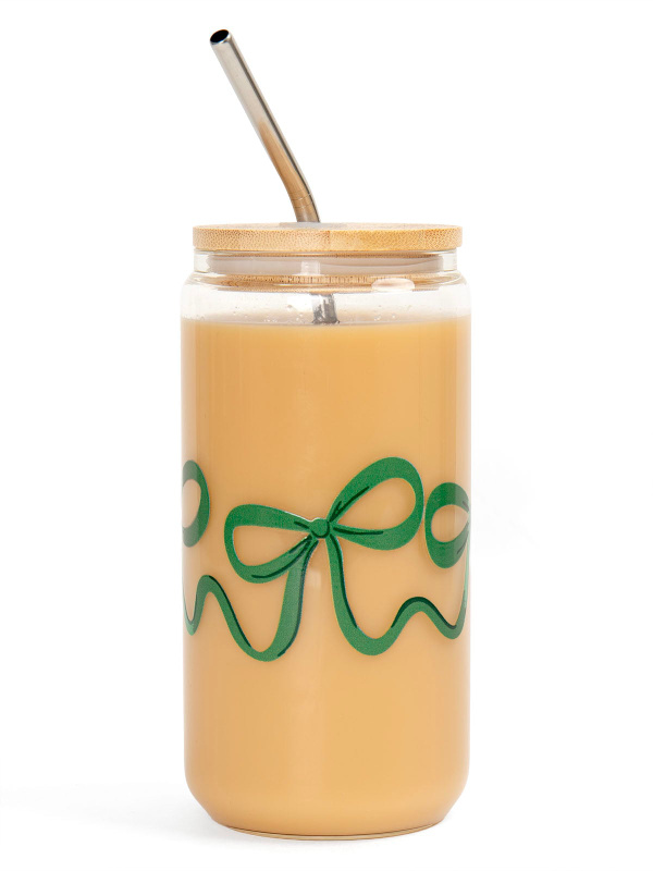 Green Coquette Bows Glass Can, 4 of 4