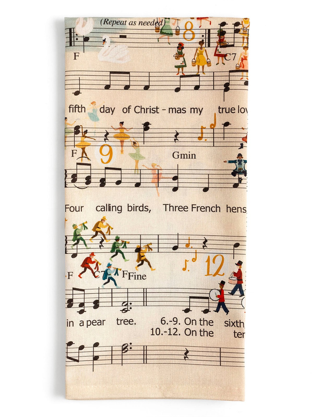 12 Days of Christmas Music Kitchen Tea Towel, 2 of 5