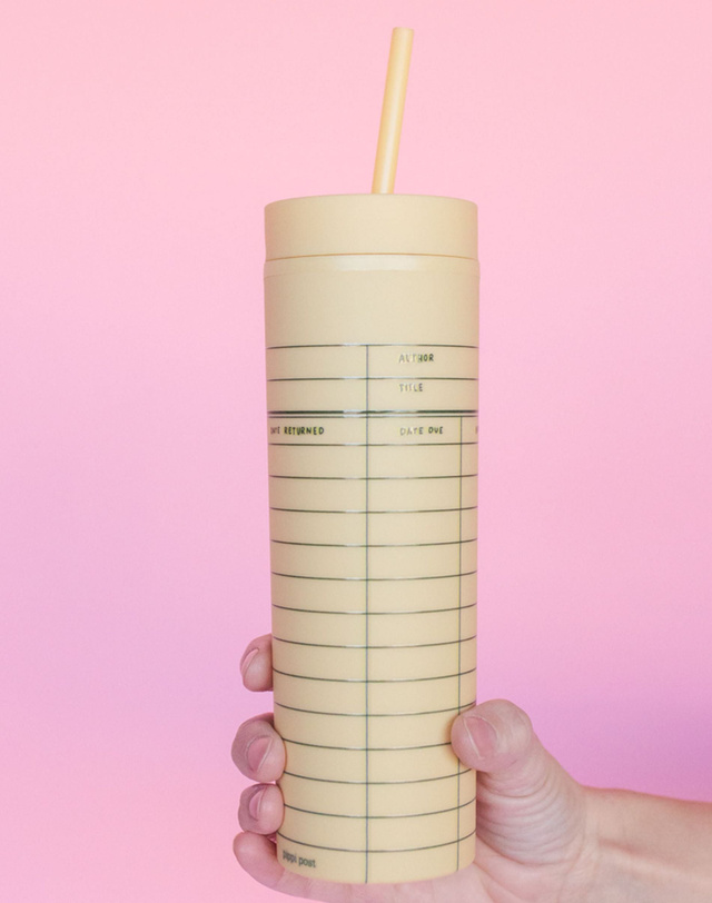 Library Card 16oz Skinny Acrylic Tumbler - Yellow, 1 of 3