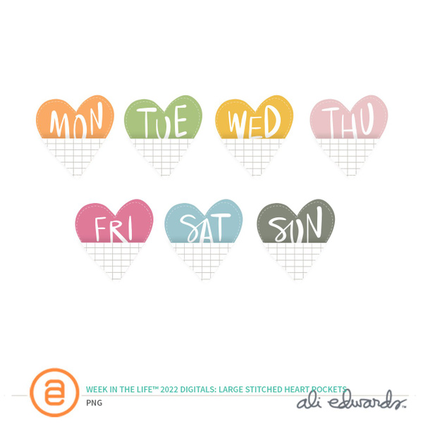 Week In The Life™ 2022 Digital Large Heart Stitched Pockets, 1 of 1