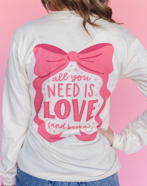 All You Need Is Love And Books Long-Sleeve Tee - Natural, 1 of 5