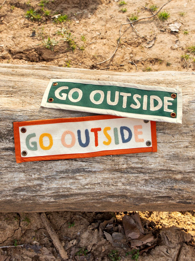 Green Go Outside Embroidered Canvas Banner, 4 of 4