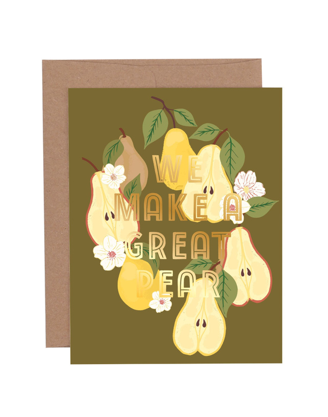 We Make A Great Pear Block Letters Greeting Card, 1 of 1