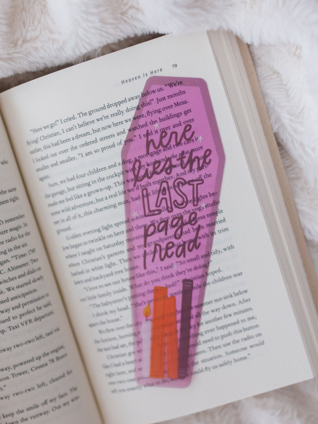 Here Lies The Last Page Halloween Transparent Bookmark, 1 of 3