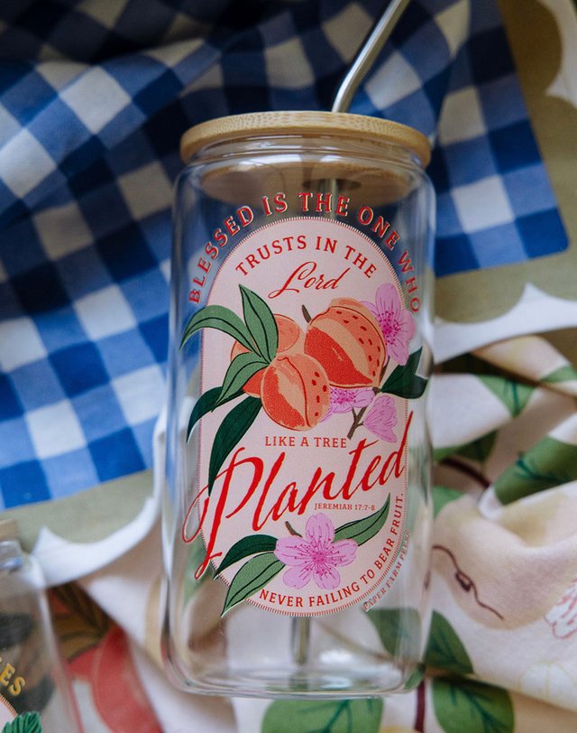 Peach Faith 16oz Glass Can, 1 of 6