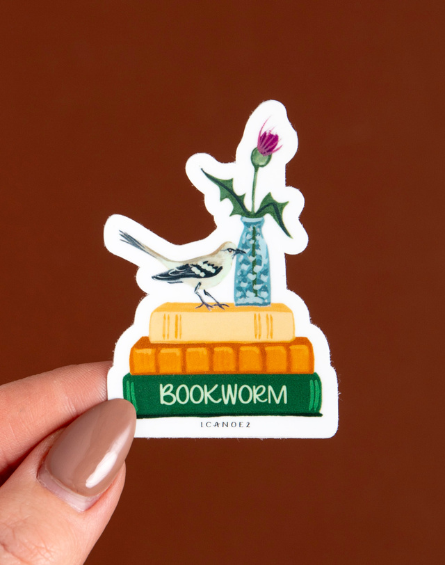 Bookworm Decal Sticker, 1 of 2