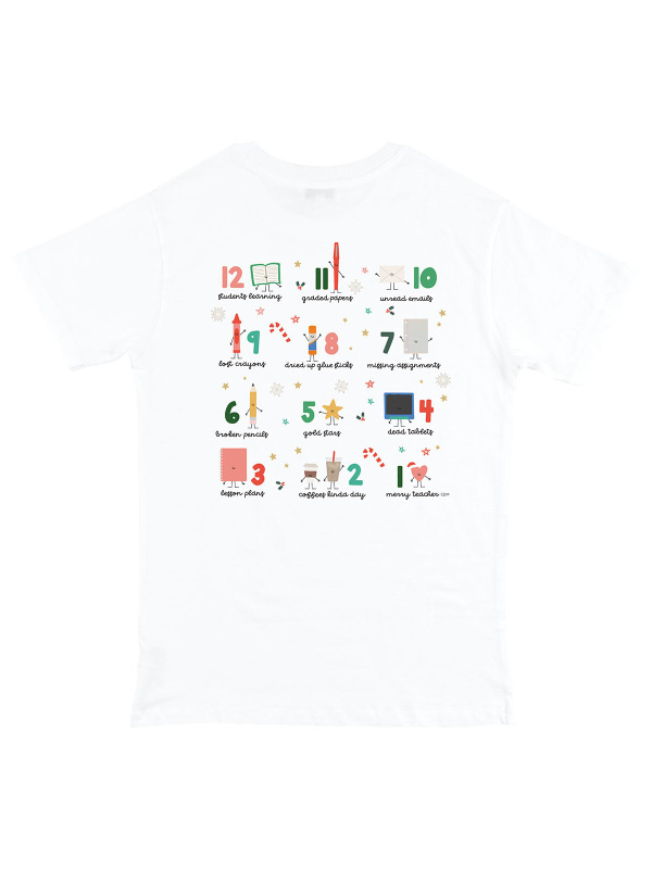12 Days of Teaching Christmas Tee - White, 3 of 4