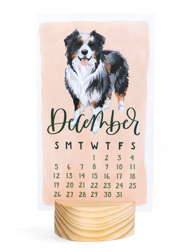 Furry Friends Dogs 2027 Mini Desk Calendar + Wooden Block, 5 of 7
