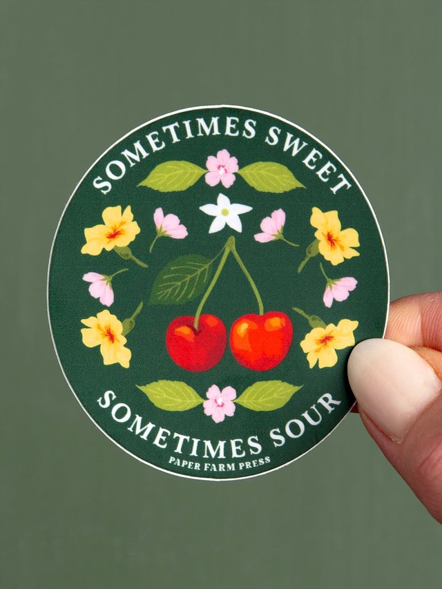Sometimes Sweet Sometimes Sour Cherry Decal Sticker, 1 of 4