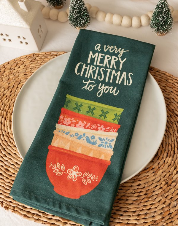 Merry Christmas Mixing Bowls Kitchen Towel, 3 of 4