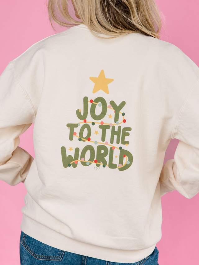 Joy to the World Christmas Sweatshirt - Ivory, 1 of 5