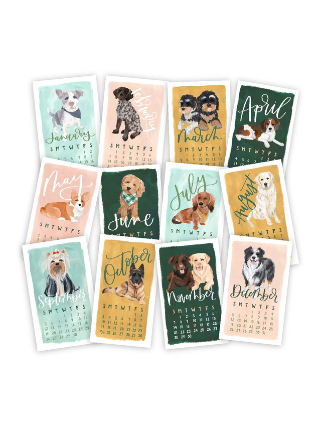 Furry Friends Dogs 2027 Mini Desk Calendar + Wooden Block, 7 of 7