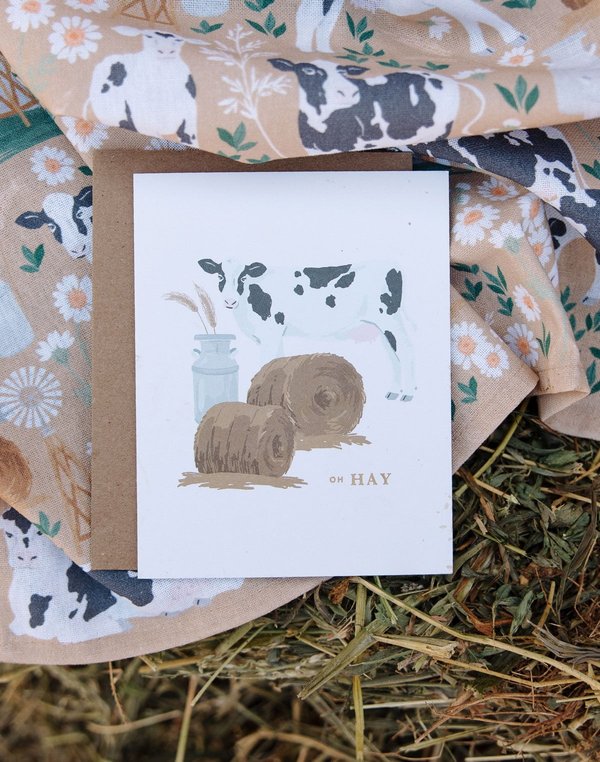 Oh Hay Cow Everyday Greeting Card, 2 of 2