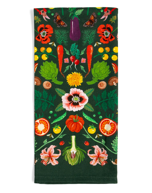 Veggies Folk Floral Tea Towel, 5 of 8