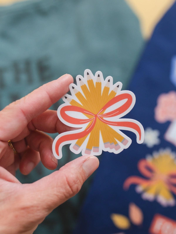 Pencil Bouquet Bow Decal Sticker, 1 of 2