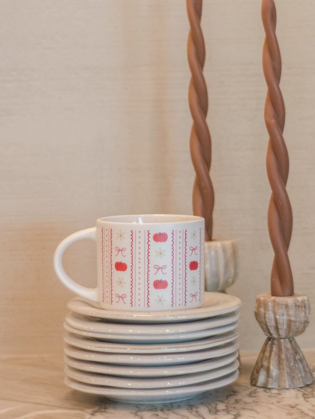 Pumpkins, Bows & Florals Fall Large Ceramic Coffee Mug, 3 of 4