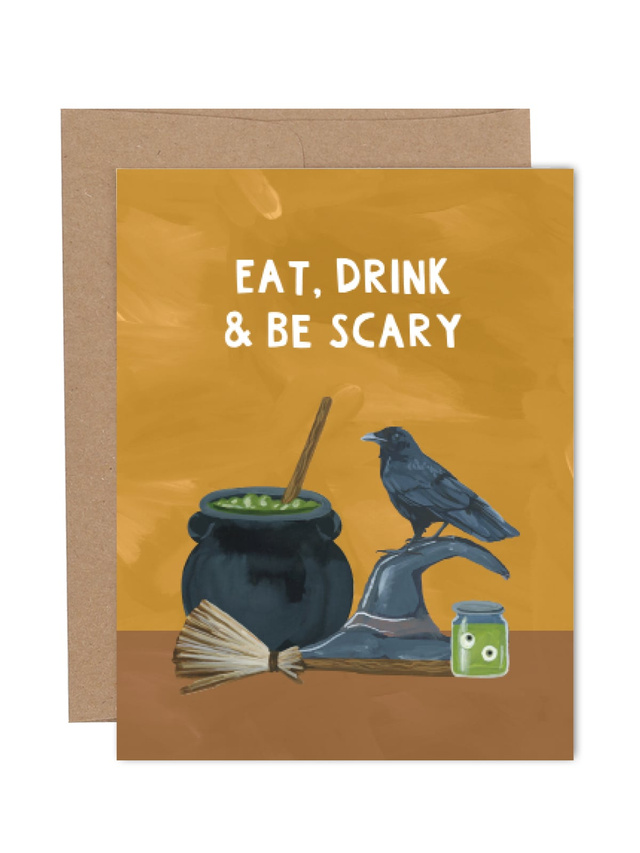 Eat, Drink & Be Scary Halloween Greeting Card, 1 of 1