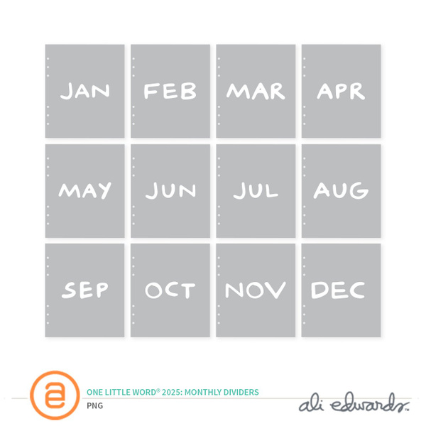 One Little Word® 2025 Digital Monthly Dividers, 1 of 1
