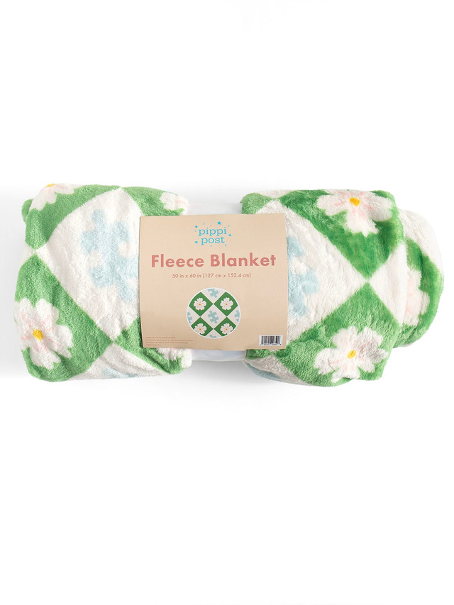 Puzzle Lover Floral Checkerboard Fleece Throw Blanket, 2 of 6