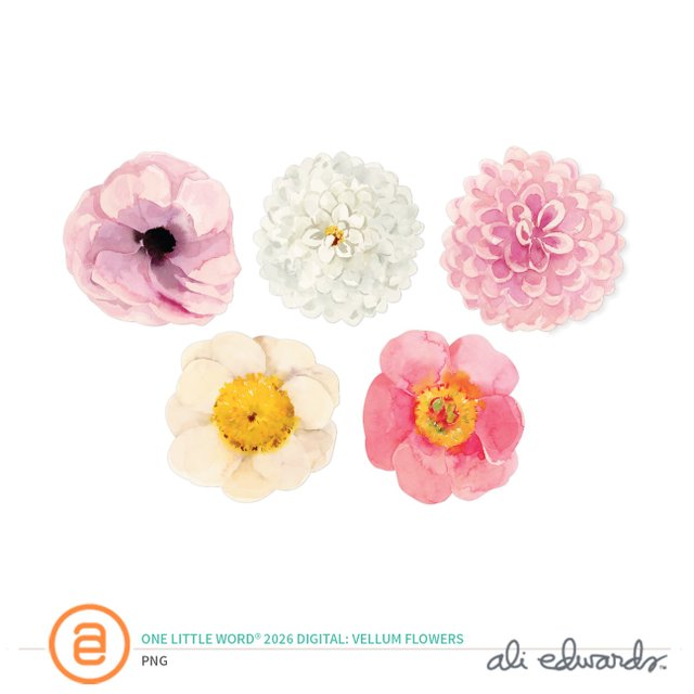 One Little Word® 2026 Digital Vellum Flowers, 1 of 1