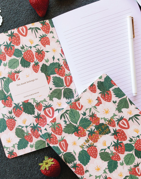 Live Life In Full Bloom Strawberry Patch Stitched Notebook, 2 of 3