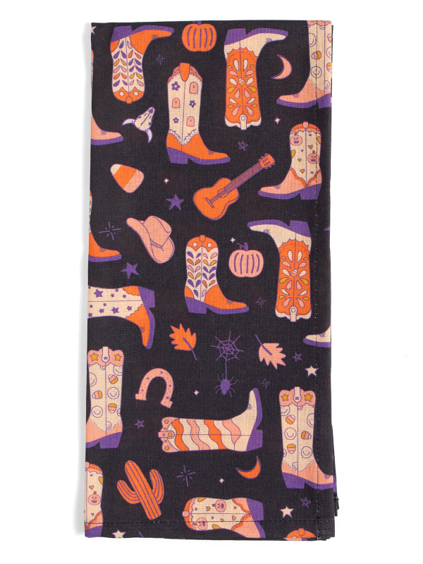 Halloween Western Cowgirl Boots Tea Towel, 1 of 2