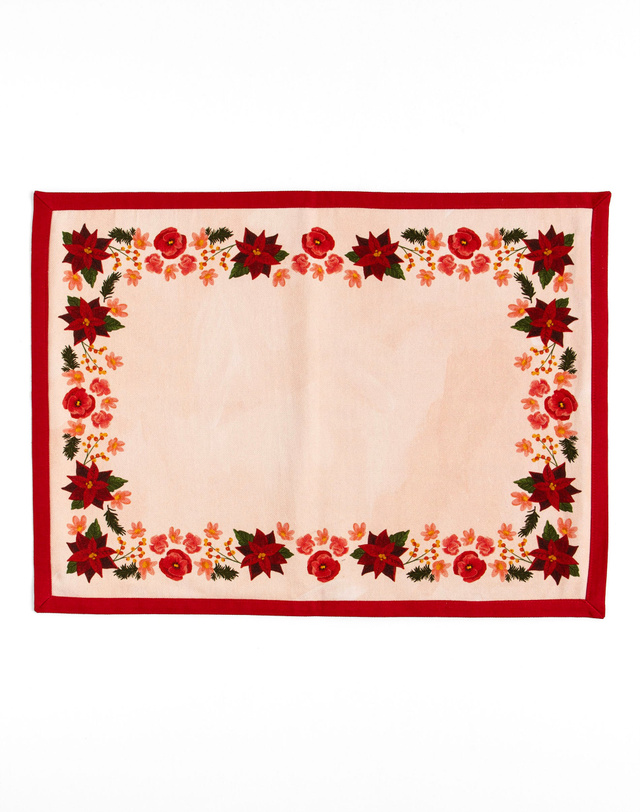 Yuletide Blooms Christmas Cloth Table Placemat Set, 2 of 4