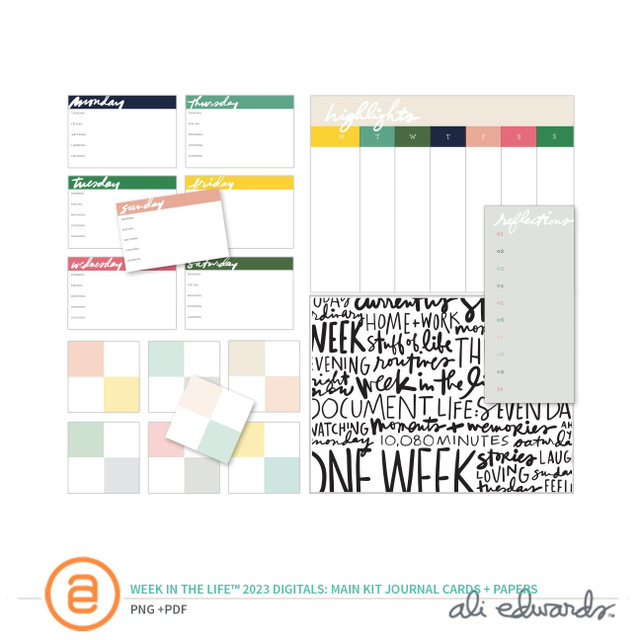 Week In The Life™ 2023 Digital Main Kit Journal Cards + Papers, 1 of 1