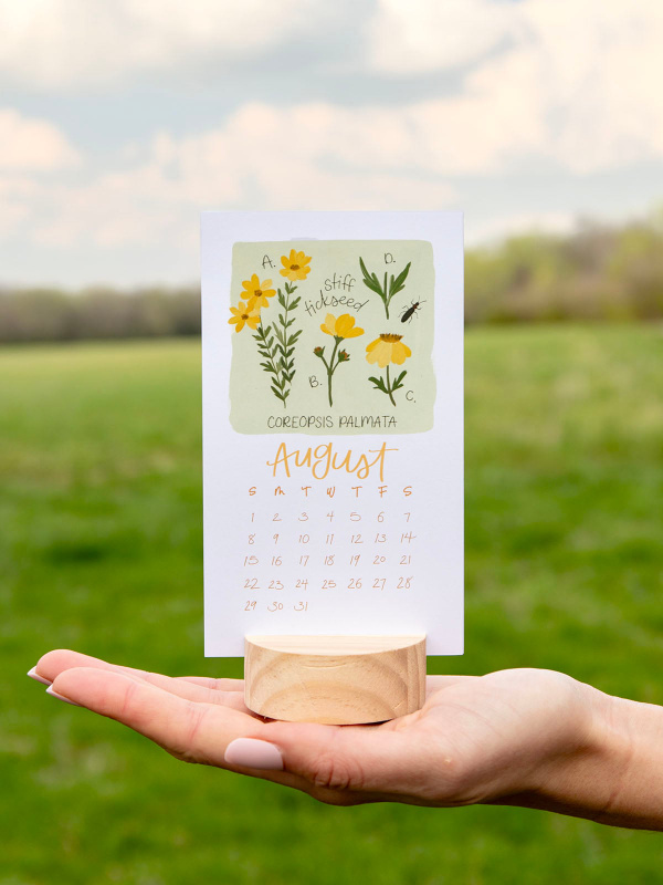 Wildflower Botanicals 2027 Mini Desk Calendar + Wooden Block, 6 of 7