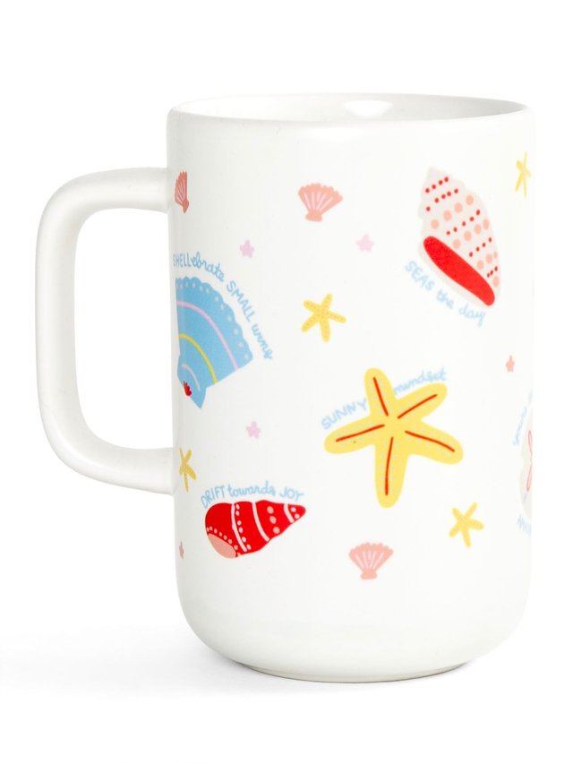 Seashell Affirmations Coastal Tall Ceramic Mug, 1 of 5