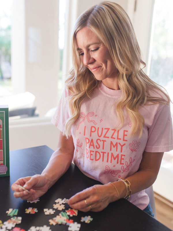 I Puzzle Past My Bedtime Tee - Blossom, 1 of 4