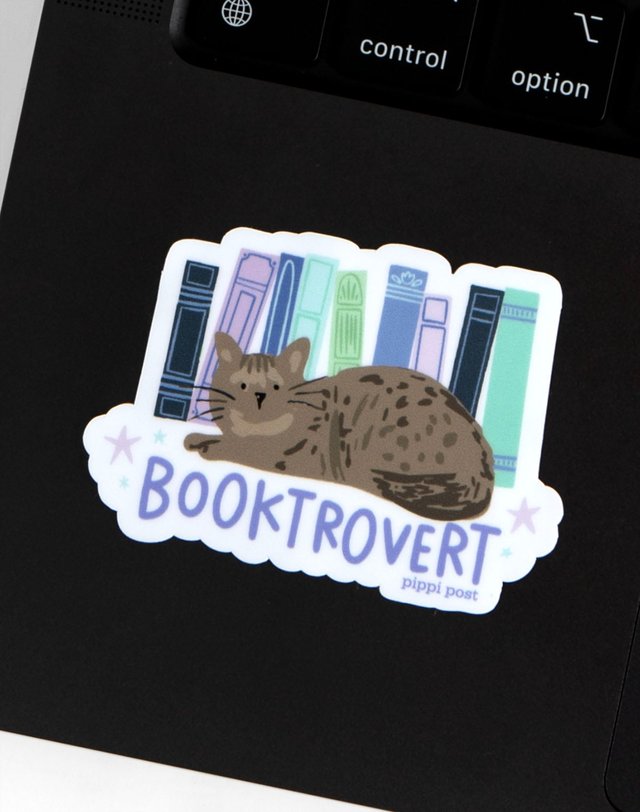 Booktrovert Books & Cat Decal Sticker, 4 of 4