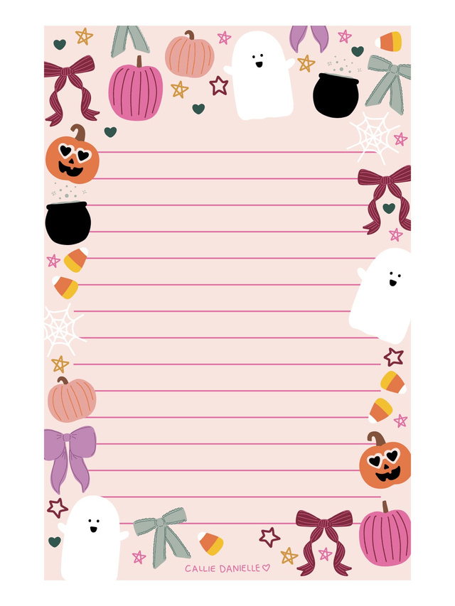 Halloween & Coquette Bows 4×6 Lined Notepad, 1 of 1