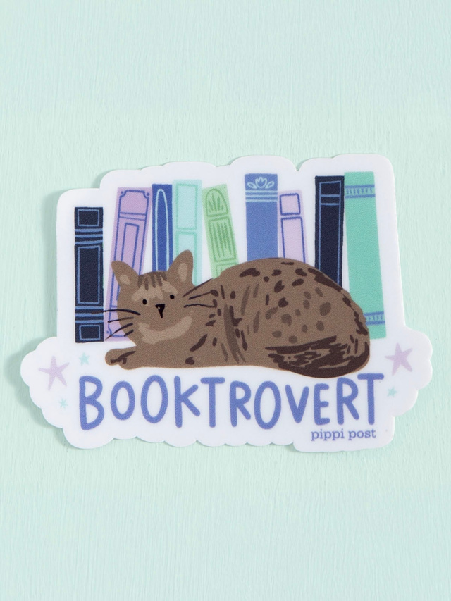 Booktrovert Books & Cat Decal Sticker, 2 of 4