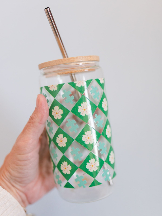 Puzzle Lover Floral Glass Can, 3 of 5
