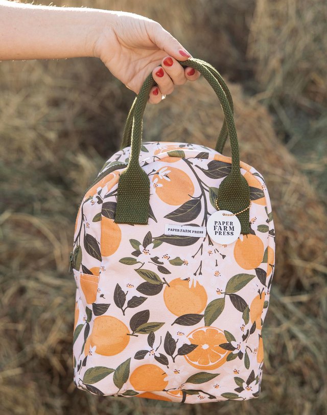 Orange Orchard Reusable Canvas Lunch Tote Bag, 5 of 10