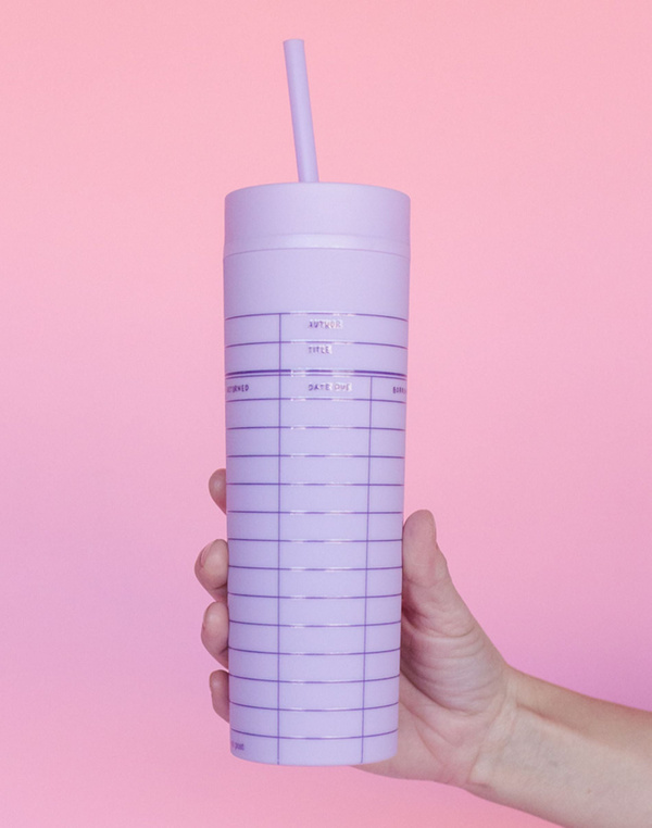 Library Card 16oz Skinny Acrylic Tumbler - Lilac, 1 of 4