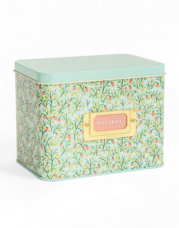 Strawberry Meadow Tin Recipe Box, 3 of 5